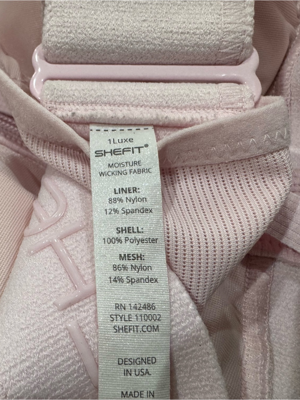 Shefit Light Pink Sports Bra Women’s 1 Luxe (1XL) - Picture 2 of 3